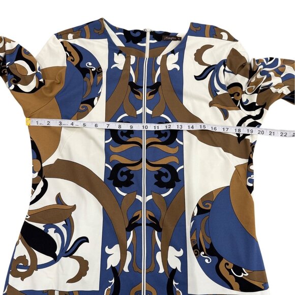 J. McLaughlin Dress Catalina Cloth 3/4 Sleeve Blue Tan White Abstract Women XL - Picture 6 of 8